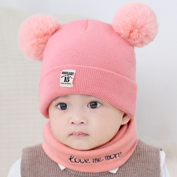 

new hat autumn and winter children wool hat warm baby child scarf set, Yellow