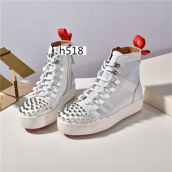 

новые плоские кроссовки дизайнерские роскошные мужские красные подошвы обувь женская заклепка колючий носок младшие шипы плоские туфли 1, Black