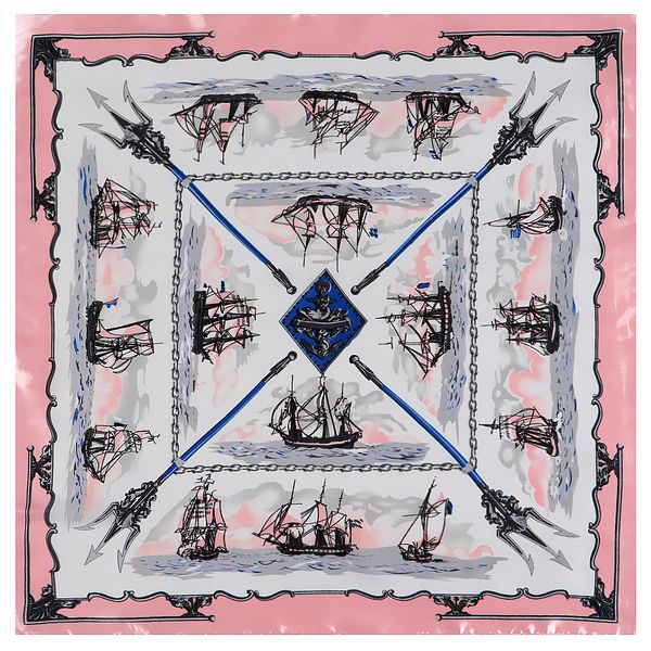 

60cm spring new european and american ladies sailboat sailing sea small square scarf small scarf scarves wholesale 66, Blue;gray