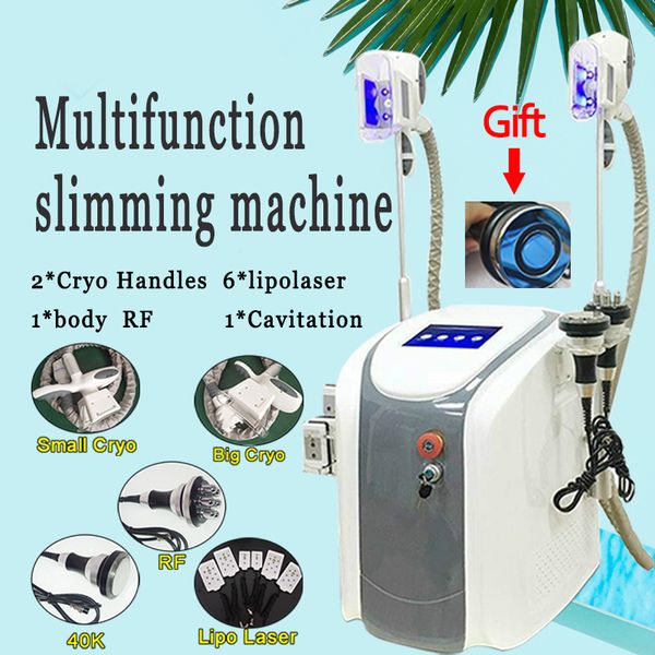 

6 in 1 uultrasonic cavitation rf skin tighteninng fat e machine liposuction machine two cryolipolysis handles can work together