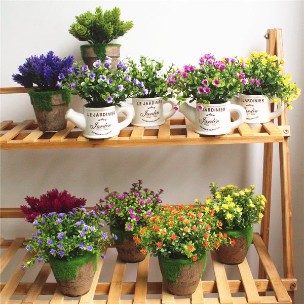 

one set mini potted bonsai succulents plants home garden living room bedroom decoration artificial fake plants flowers