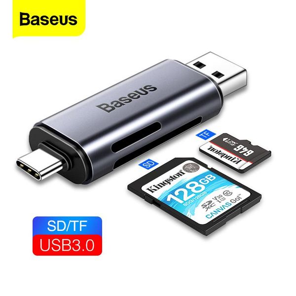 

baseus card reader usb 3.0 2 in 1 sd/tf card for pc computer lapmobile phone otg smart memory type c card reader adapter