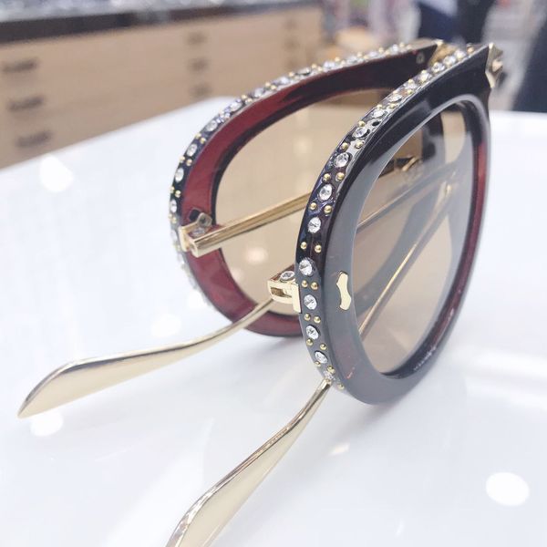 

diamond frame popular multifunctional sunglasses big round len women men metal full frame sunglasses special design with box, White;black