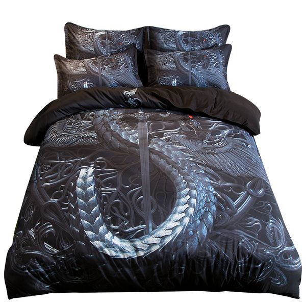 Personalized Black Dragon 3d Bedding Sets Twin Queen King Size