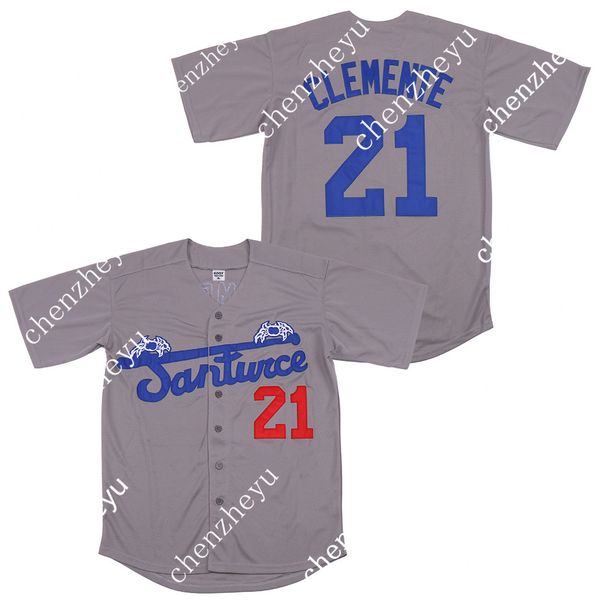 

men's santurce crabbers puerto rico roberto clemente jersey grey 23445, Blue;black
