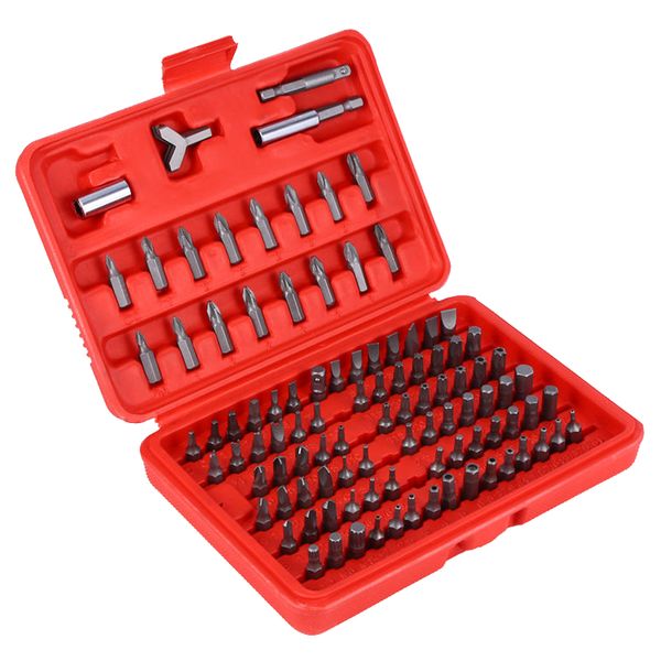 

new 100pcs chrome security bit tool set torx hex drill star spanner screw driver