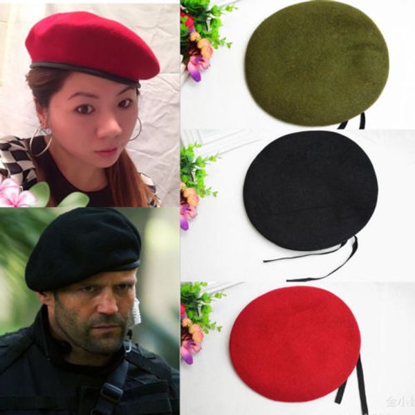

winter new army soldier hat wool beret men/women uniform adjustable cap, Blue;gray