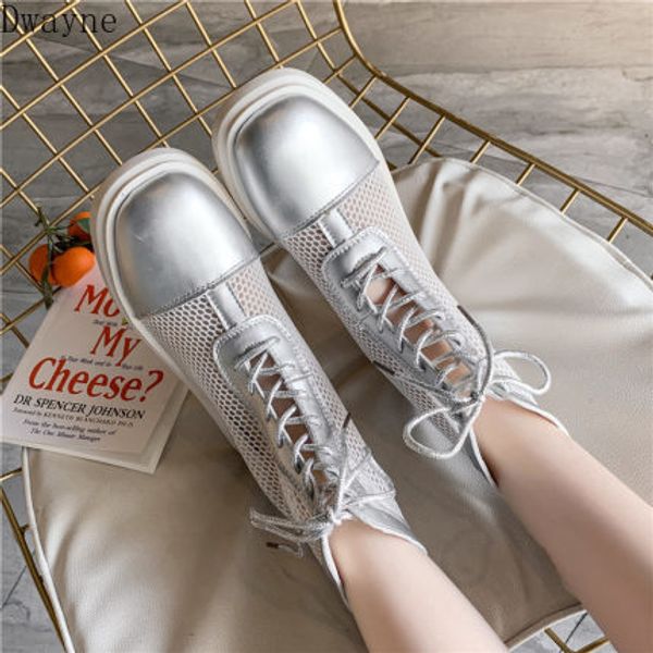

boots summer breathable 2020 new fashion mesh openwork lace with thick boots women, Black