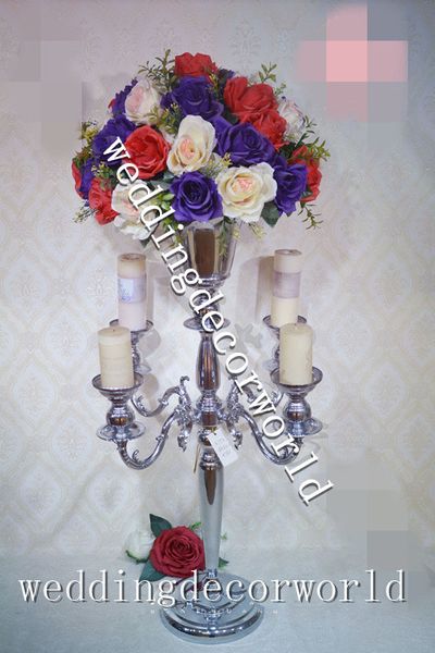 Nuevo estilo Venta barata alto y grande Crystal Flower Bowl Candelabros Centros de mesa Decoraciones de mesa de boda decor505