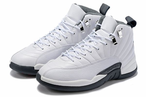 

2019 new 12 12s reverse taxi white grey basketball shoes men 12 international flight tokyo japan suede sports sneakers high quality, White;red