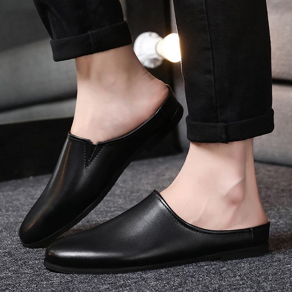 

italian mens shoes outdoor casual men loafers leather moccasins flats men zapatos de hombre slip on boat shoes i, Black