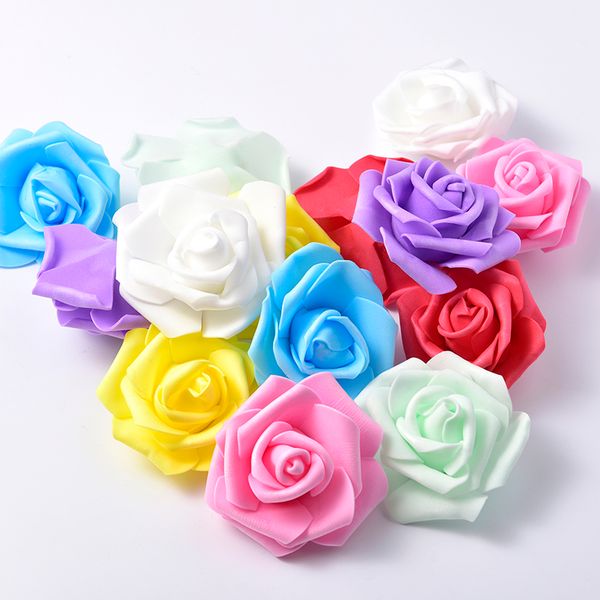 

50pcs 7cm foam artificial small roses flowers for wedding festive decora handmade pompom diy craft material gift box fake flower