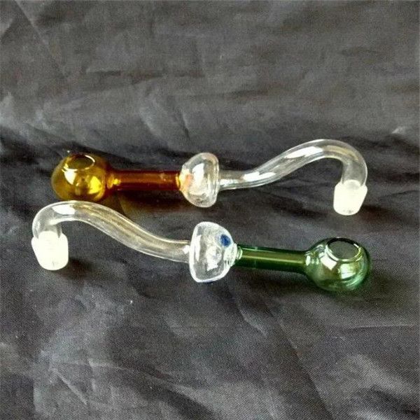 Bong di vetro in pentola curva lunghi per funghi Accessori fumatori di vetro tubi colorati mini tubi a mano multi-colore miglior cucchiaio glas