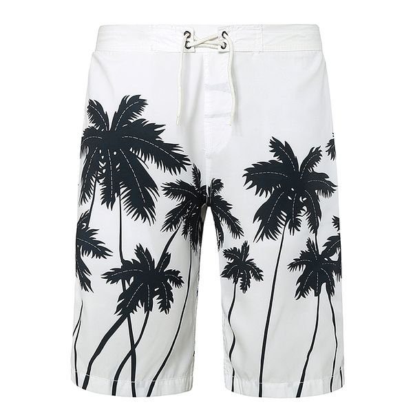 

fashion men beach shorts new 2020 brand boardshort shorts homme quick drying printing coconut trees board beach pants m-2xl, White;black