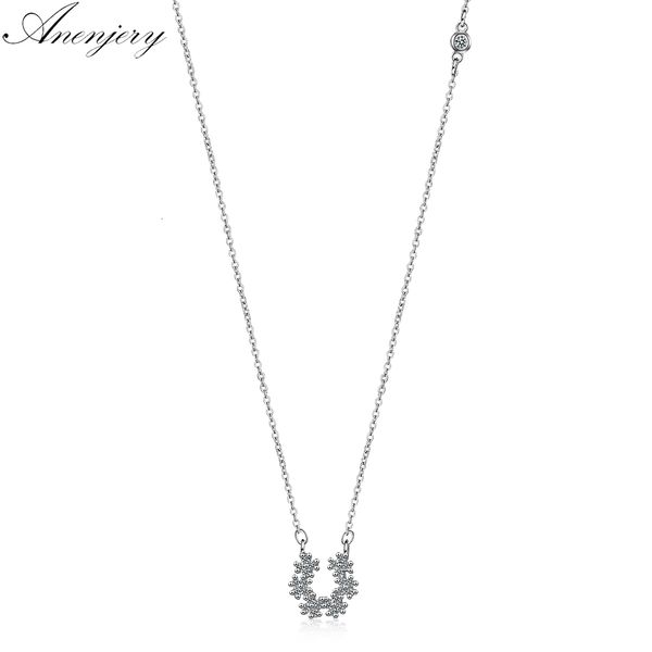

sweet fashion 925 sterling silver flower zircon clavicle chain necklace for women
