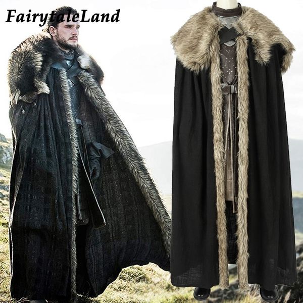 

new game of thrones season 8 cosplay jon snow costume halloween cloak custom made jon snow costume leather outfit y190923, Black;white