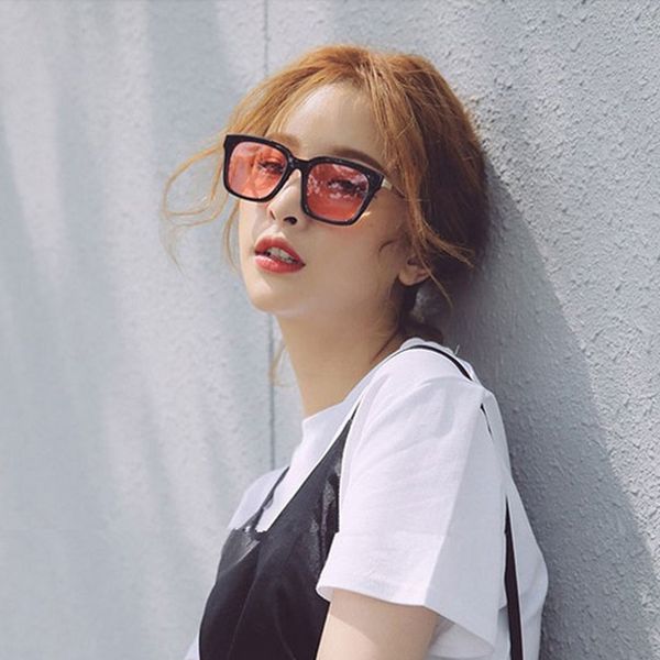 

women fashion korean style sunglasses women retro ocean film elliptical large frame sun glasses 7 styles, White;black