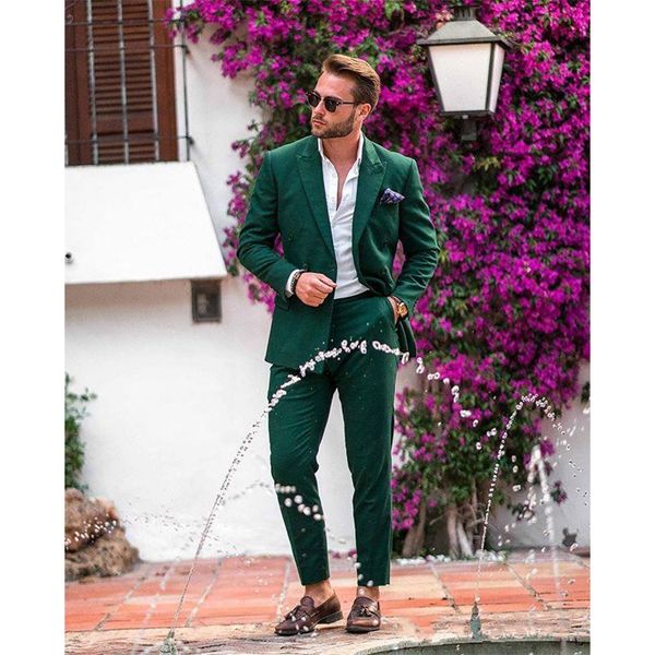 

green wedding mens suits slim fit bridegroom tuxedos for men two pieces groomsmen suit formal business jackets, White;black