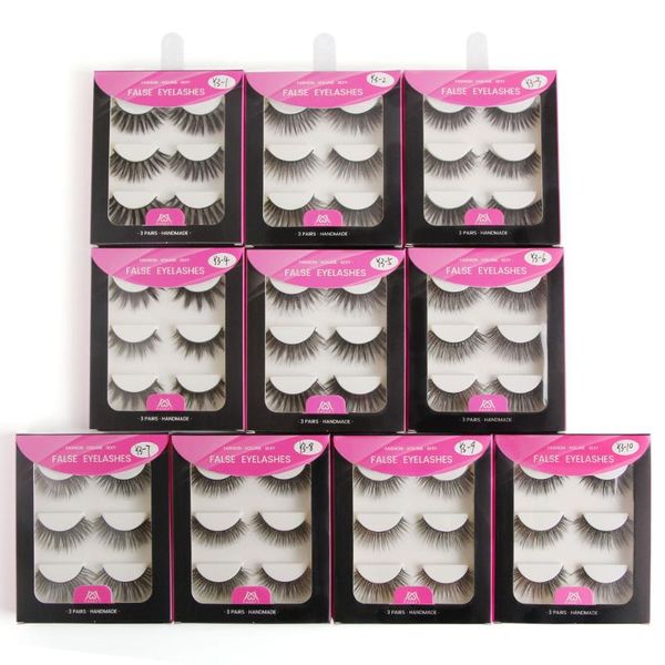 

maange 3 pairs 3d mink hair false eyelashes natural long eyelashes crisscross full strip lashes handmade eyelashe makeup