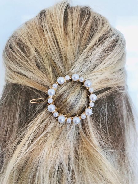 Fashion Crystal Pearl Hair Clip Metal Hairclip Elegant Barrette