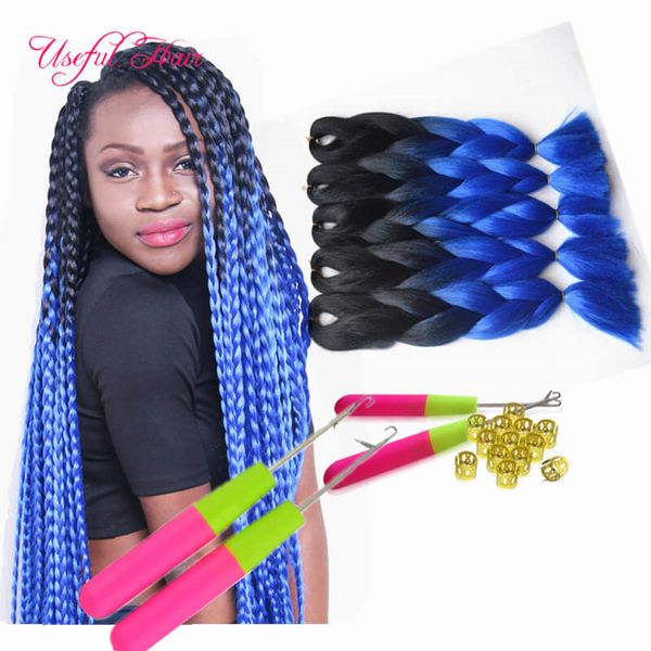 Capelli intrecciati Xpression Tessuto per capelli sintetici Due toni Nero Marrone JUMBO BRAIDS Bulks Extension Cheveux 24 pollici Ombre Passion Twist DHGATE