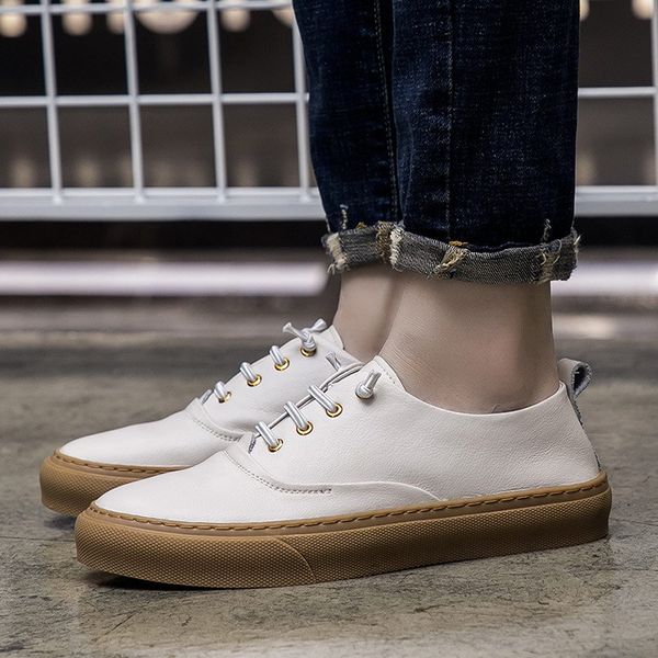 

errfc new arrival concise mens white casual comfort shoes lace up simple man fashion leisure shoes black hombre chaussure 38-44