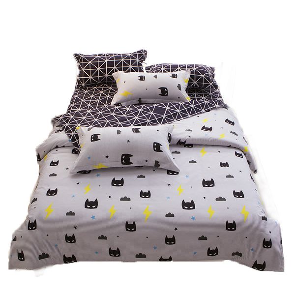 

solstice cartoon green printing cat head children/kid bedding sets duvet cover bed sheet pillowcase bed cover linens bedclothes