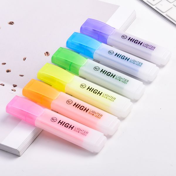 

deli highlighter marcadores student highlighters pen oblique destacadores for marca texto escolar highlight subrayador papeleria, Black;red