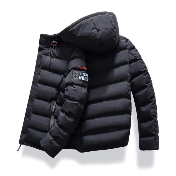 

men's down & parkas 2021 streetwear fashion men hooded winter jacket coat keep warm mens windbreaker outwear casual slim fit male overc, Black