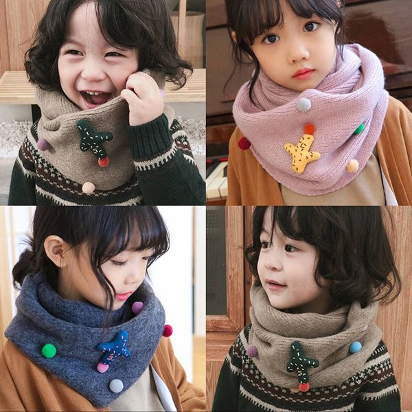 

children scarf autumn and winter boys and girls cactus warm thick collar neck ring scarf korean baby 2019, Blue;gray