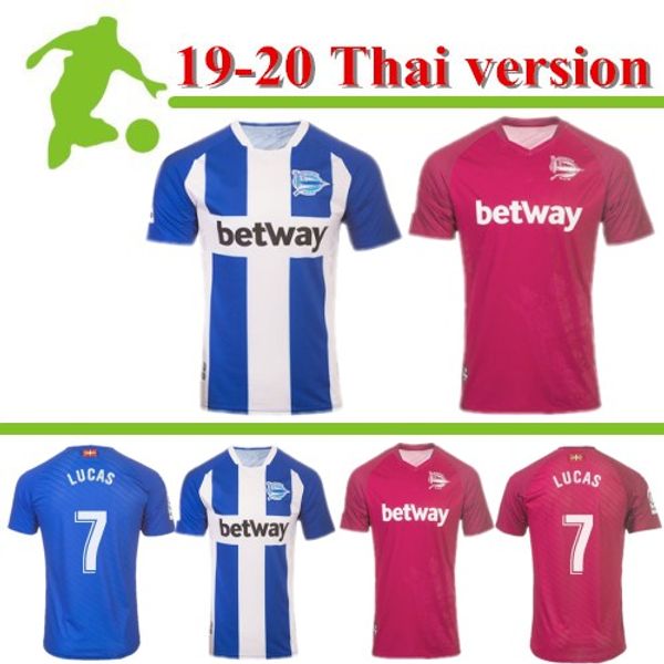 

2019 2020 deportivo alaves soccer jerseys home blue jersey 19 20 away red #3 duarte #7 lucas soccer shirts football uniforms sales, Black;yellow