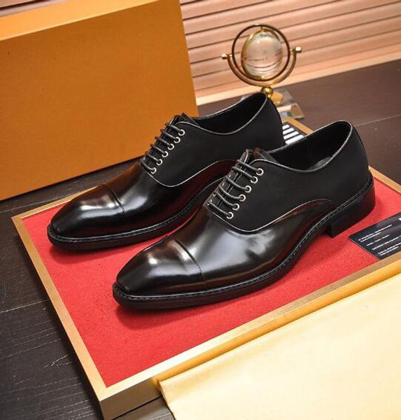 

orignal box] luxury new louise mens business suit genuine leather formal lace up gentleman wedding dress shoes size 38-45, Black