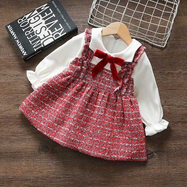 

2020 autumn baby girls dress fashion plaid infant dress long sleeve princess toddler dresses for girls vestidos baby clothing, Red;yellow