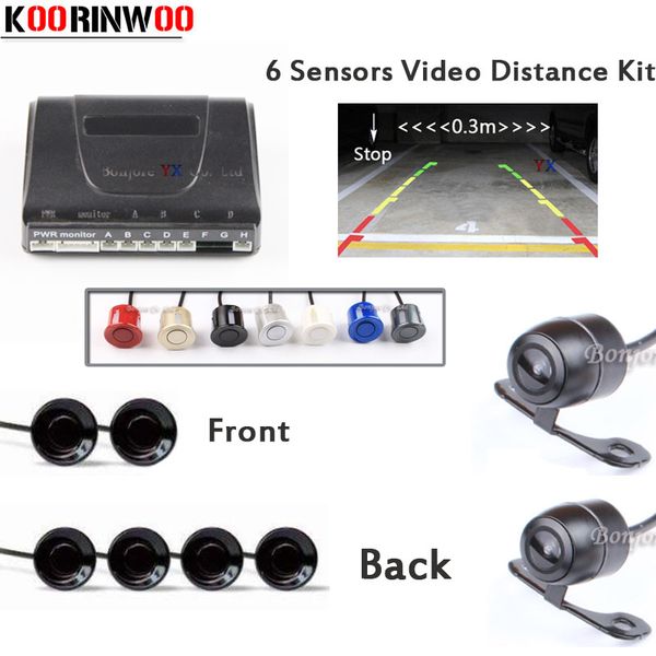 

koorinwoo vehicle car parking sensorvideo distance front camera rearview camera parktronic system set reverse 4 radar jalousie