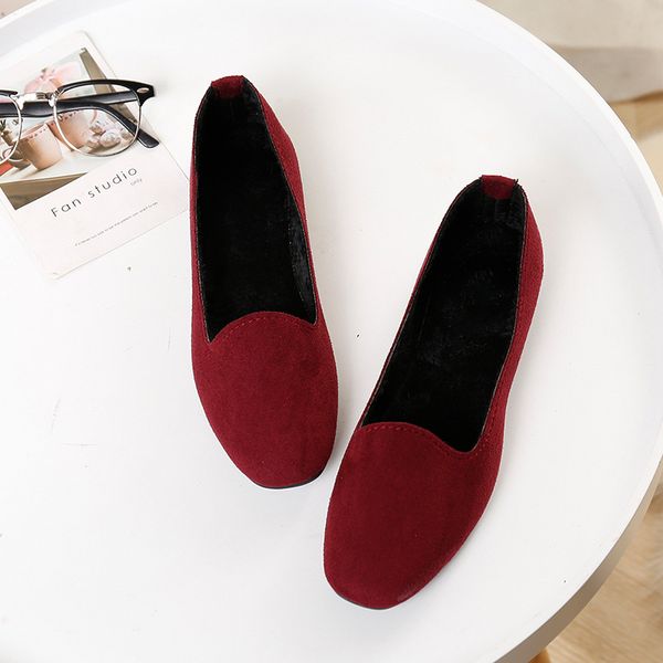 

autumn winter new women's shoes fashion square toe flock comfortable loafers female shallow solid warm flats for ladies, Black