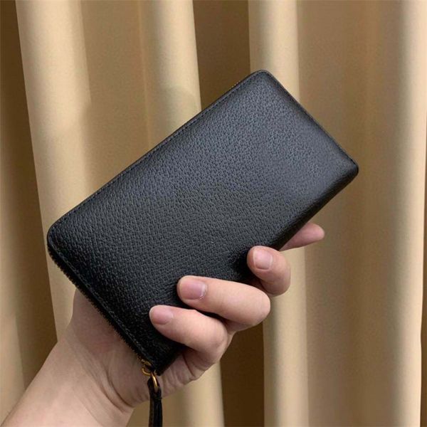 

fashion single zipper pocke designer men women leather wallet lady ladies long purse with orange box card 19.5x10x2.5cm, Red;black