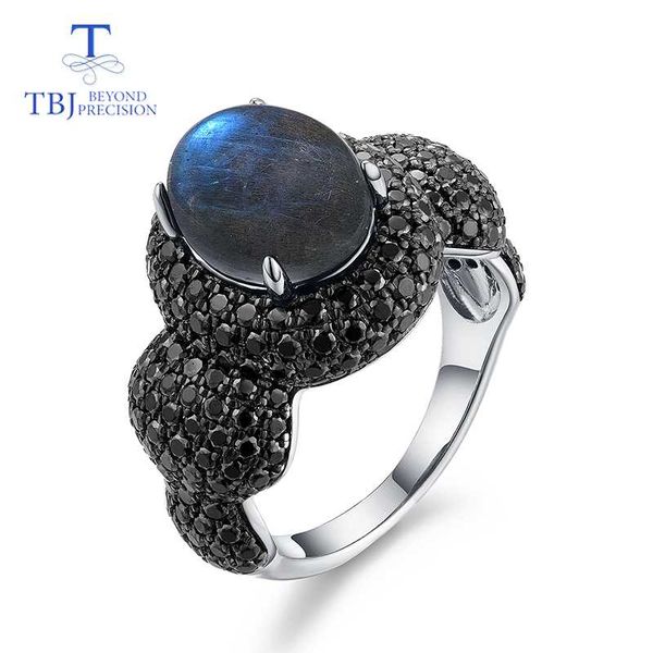 

classic women gemstone ring 925 sterling silver fine jewelry natural blue labradorite moonstone fine jewelry from tbj, Golden;silver