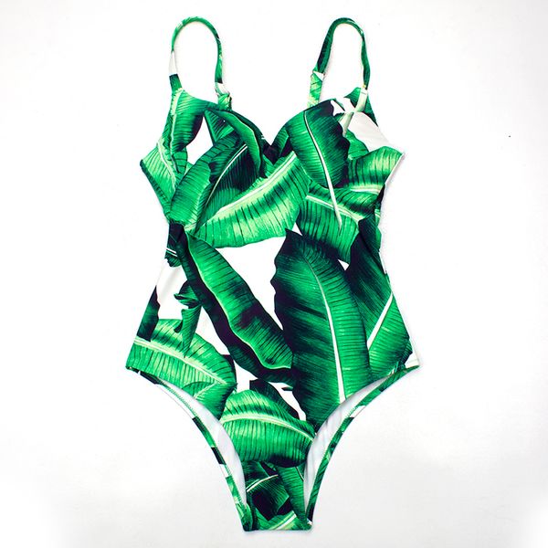 

essv green leafy print swimwear one-piece swimsuit women hollow out swimwear padded bodysuit bathing suit summer beachwear, White;black