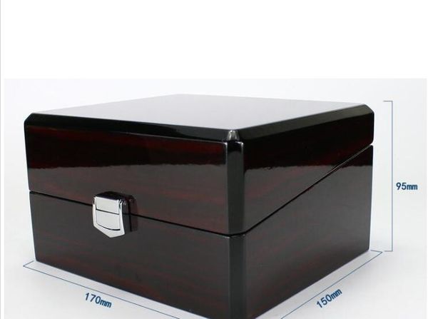 Caixa de madeira luxuosa para relógio, certificado, presente, joias, pulseira, caixas, display preto, caixa de armazenamento de tinta spray, travesseiro253r