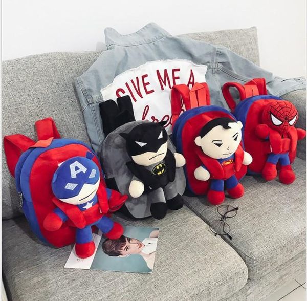 

bravo h new 3d the avengers plush backpacks toys for kids new ironman superman spiderman doll plush schoolbag mochila kids bags