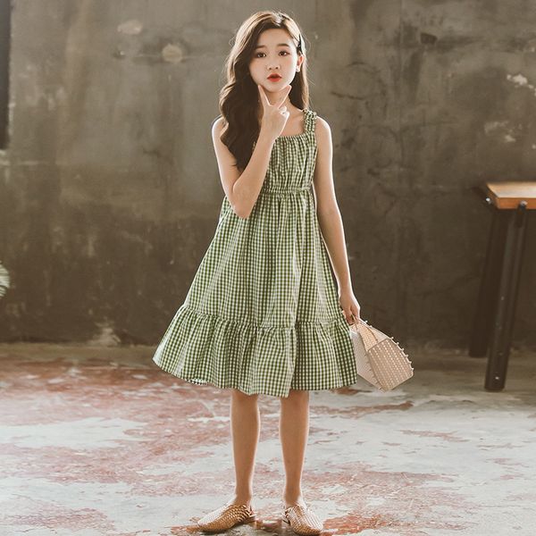

teenage dress for girls 2020 summer dresses kids clothes fashion green children's dress teen girl clothing 5 7 9 11 13 15 years, Red;yellow