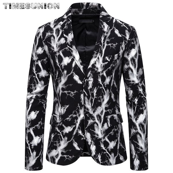 

men blazers 2019 fashion feather prom suit blazers single-breasted party male nightclub slim fit wedding suits for men, White;black