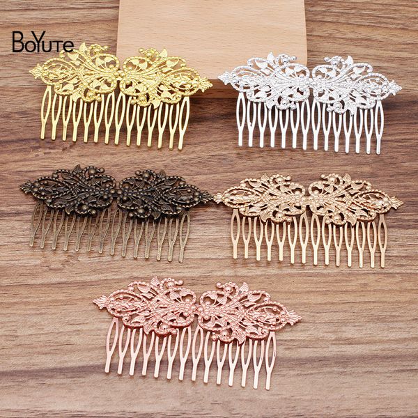 

BoYuTe (5 Pieces/Lot) 14 Teeth 97*54MM Filigree Flower Hair Comb Jewelry Materials Diy Vintage Hair Accessories Wholesale