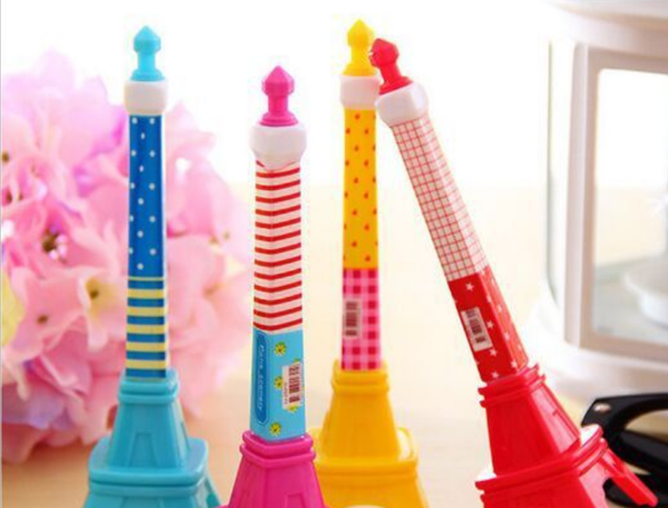 

wholesale ballpoint pen 100pcs/lot 0.5mm korean creative tower model fun pen office stationery writing supplies bp101, Blue;orange