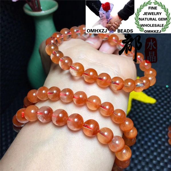 

omhxzj wholesale zb399 78910mm european fashion birthday party wedding gift natural stone fine red crystals round beads bracelet, Golden;silver