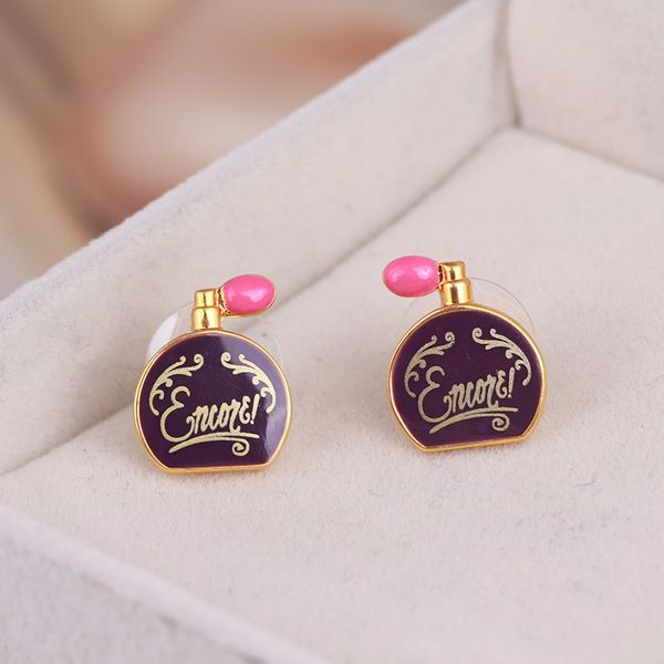 

fashion- elegant drop earring charms with pearl ball purple perfume bottle designer mother gift girl ps6757, Golden
