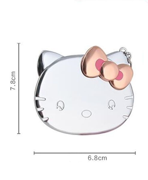 

kitty hd mirror zinc alloy pocket mirror rose gold bowknot maquillaje mini pu protective sleeve 78mm x 68mm