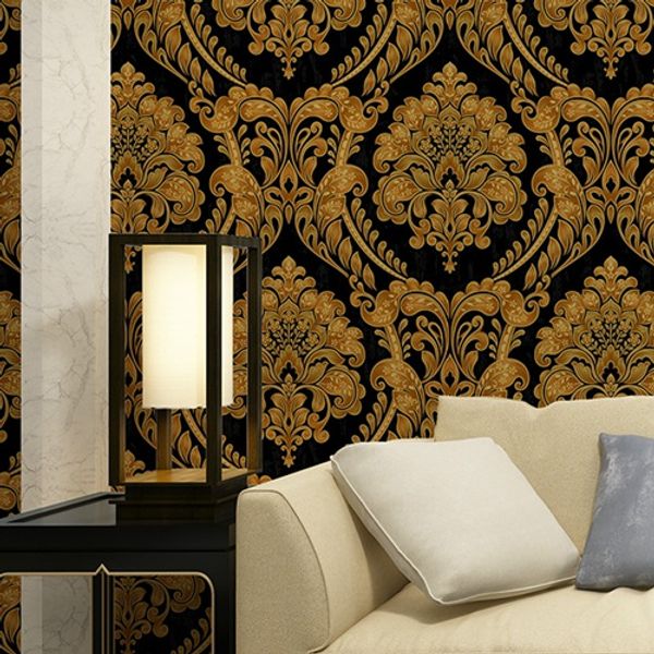 

53 * 10.00m luxury modern metallic дамасского пвх глубокого рельефный винил моющиеся обои обои для гостиной