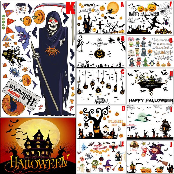 

2018 halloween removable stickers wall pumpkins seasonal 3d wallpaper decoration