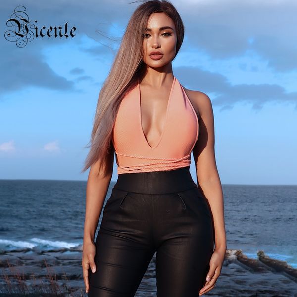 

vc all 2020 summer bodysuit cross backless lace-up design v neck celebrity party bandage swimsuit, Black;white